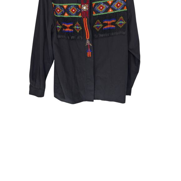 Lew Magram Blouse VTG Women's Western Rodeo Beaded Heritage Native Button Up 8 - Picture 10 of 16